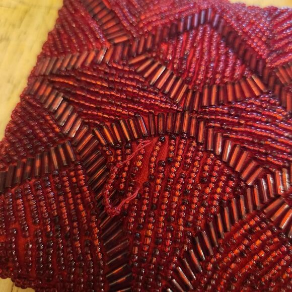 Vintage 60s red beaded crossbody tiny mini bag - Picture 7 of 7